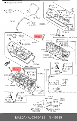 Болт крепления ГБЦ AJ03-10-135 MAZDA