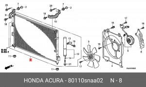 Радиатор кондиционера 80110-SNA-A02 HONDA