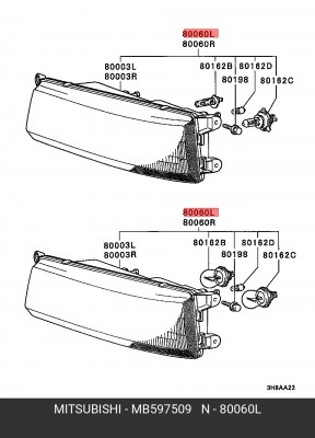Фара (ремкомплект) MB597509 MITSUBISHI