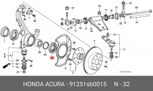 Комплект подшипника ступицы колеса 91251SB0015 HONDA