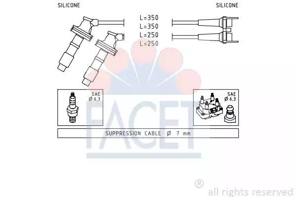 Ккомплект проводов зажигания 4.7061 FACET