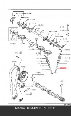 Клапан впускной B36612111 MAZDA