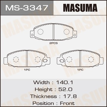 Колодки тормозные дисковые MS3347 MASUMA