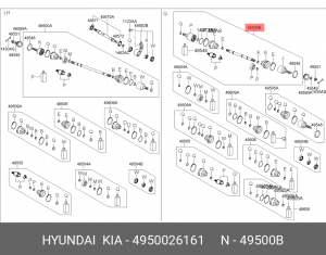 Шарнирный комплект, приводной вал 49500-26161 HYUNDAI KIA