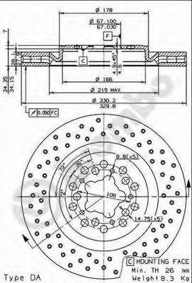 Тормозной диск 09.7267.50 BREMBO