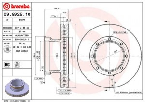 Тормозной диск 09.8925.10 BREMBO