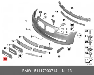 Рамка номерного знака 51 11 7 903 714 BMW