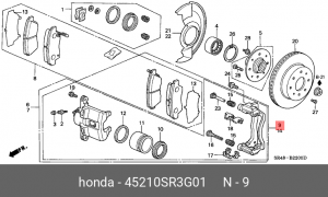 Тормозной суппорт 45210SR3G01 HONDA