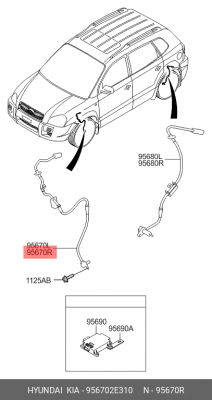 Датчик, частота вращения колеса 956702E310 HYUNDAI KIA