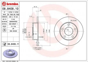 Тормозной диск 08.8408.10 BREMBO