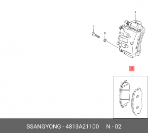 Комплект тормозных колодок, диско 4813A21100 SSANG YONG