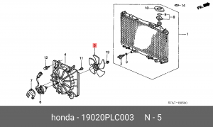 Вентилятор, охлаждение двигателя 19020PLC003 HONDA