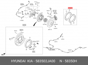 Колодки тормозные барабанные 583502JA00 HYUNDAI KIA