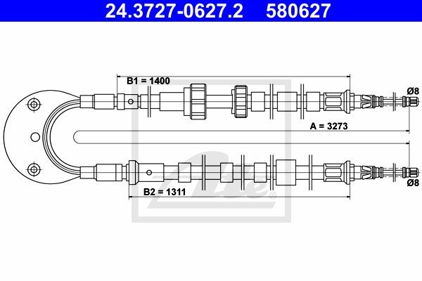 Трос, стояночная тормозная система 24.3727-0627.2 ATE