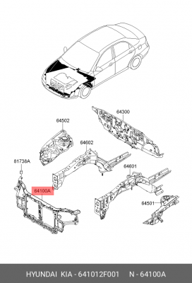 Панель крепления радиатора 641012F001 HYUNDAI KIA