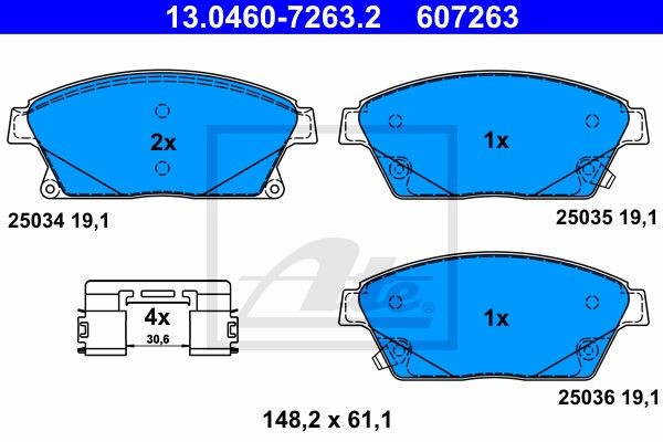 Колодки тормозные дисковые 13.0460-7263.2 ATE