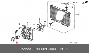 Вентилятор, охлаждение двигателя 19030PLC003 HONDA