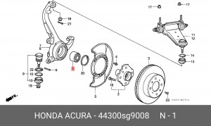 Комплект подшипника ступицы колеса 44300SG9008 HONDA