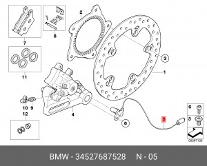 Датчик, частота вращения колеса 34 52 7 687 528 BMW