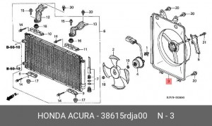 Диффузор радиатора охлаждения под вентилятор 38615RDJA00 HONDA