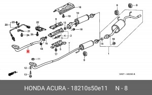 Выпускной трубопровод 18210S50E11 HONDA