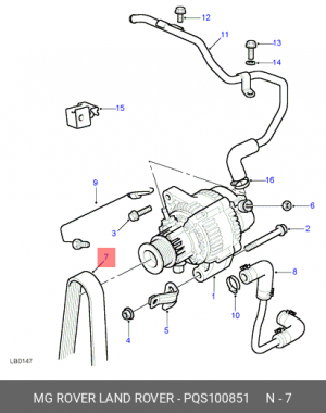 Поликлиновой ремень PQS100851 LAND ROVER