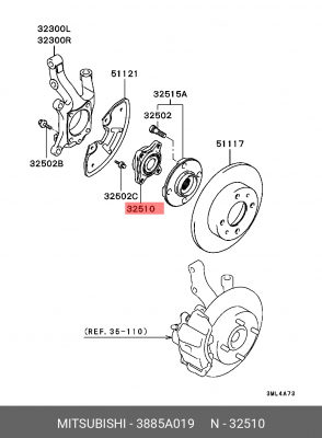 Подшипник ступицы колеса 3885A019 MITSUBISHI