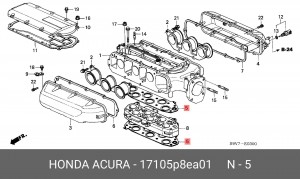 Прокладка впускного коллектора 17105P8EA01 HONDA