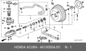 Главный тормозной цилиндр 46100S04J51 HONDA