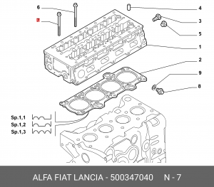 Болты крепления ГБЦ (комплект) 500347040 ALFA FIAT LANCIA