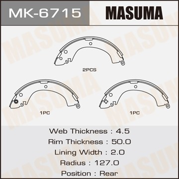 Колодки тормозные барабанные MK6715 MASUMA