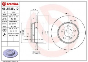 Тормозной диск 08.5725.10 BREMBO
