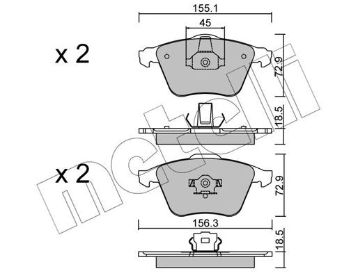 Комплект тормозных колодок, диско 22-0549-3 METELLI
