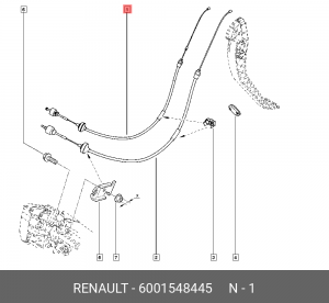 Трос, управление сцеплением 6001548445 RENAULT