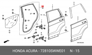 Уплотнитель дверного проема 72810SWWE01 HONDA