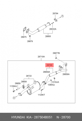 Выпускной трубопровод 287504B051 HYUNDAI KIA