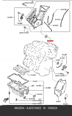Уплотняющее кольцо, коленчатый вал AJ0310602 MAZDA