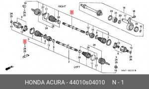 Шарнирный комплект, приводной вал 44010-S04-010 HONDA