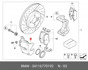 Тормозной суппорт 34 11 6 770 192 BMW