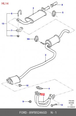 Труба приемная 89FB5246GD FORD