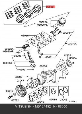 Кольца поршневые (комплект) MD124452 MITSUBISHI