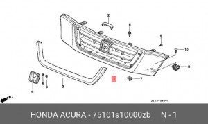 Решетка радиатора 75101S10000ZB HONDA
