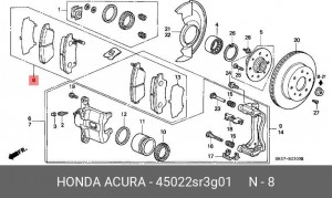 Комплект тормозных колодок, диско 45022-SR3-G01 HONDA