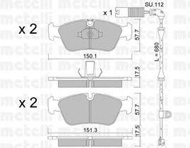 Комплект тормозных колодок, диско 2202600K METELLI
