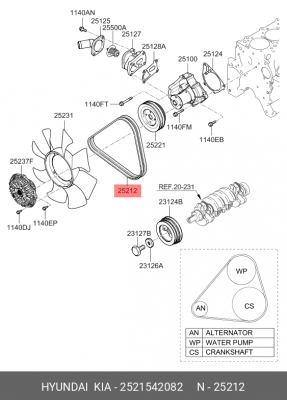 Ремень приводной 25215-42082 HYUNDAI KIA