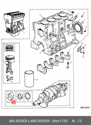 Подшипник коленвала BHM1153 MG ROVER LAND ROVER