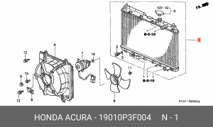 Радиатор, охлаждение двигател 19010P3F004 HONDA