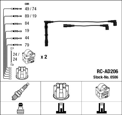 Ккомплект проводов зажигания RC-AD206 NGK NTK