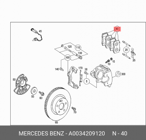 Колодки тормозные дисковые A0034209120 MERCEDES BENZ
