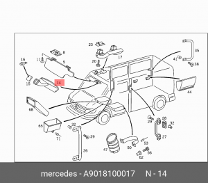 Стекло зеркала заднего вида A9018100017 MERCEDES BENZ
